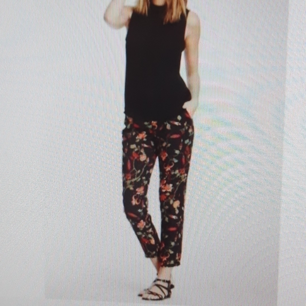 Joie Shaelyn Floral Silk Blend Straight Leg Trousers size 4